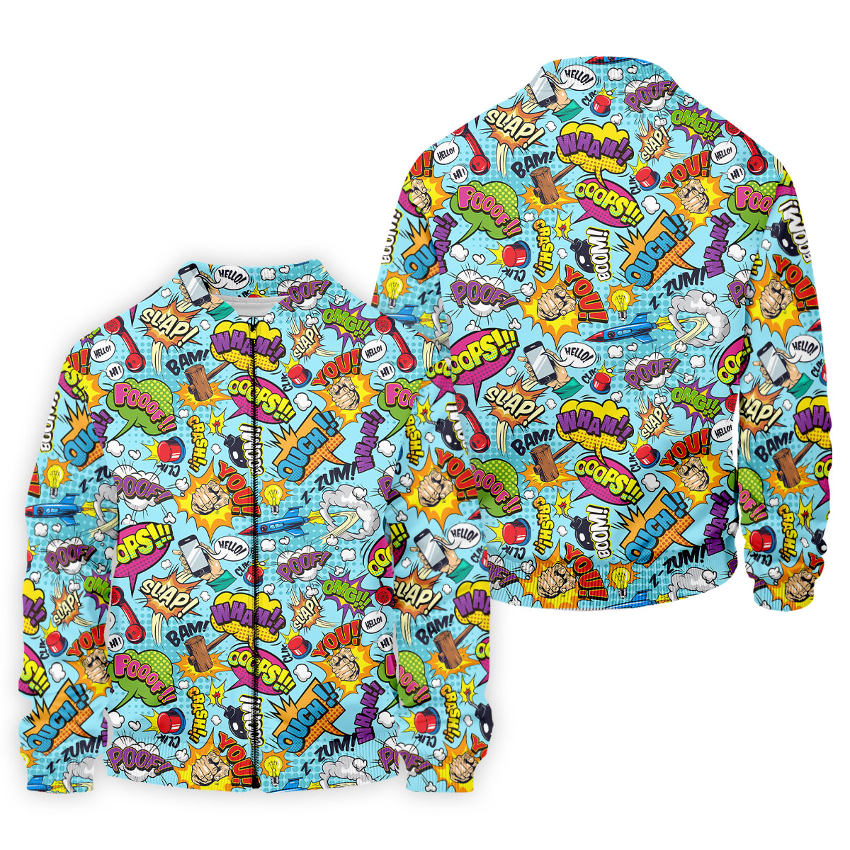 Comic Pattern Hawaiian Golf Shirt, Retro Style Men's Golf Shirt, Polo Shirts For Men