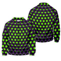 3D Effect Circular Pattern Green Golf Shirt, Cool Golf Outfit, Men's Funny Golf Shirts, Polo Shirts For Men