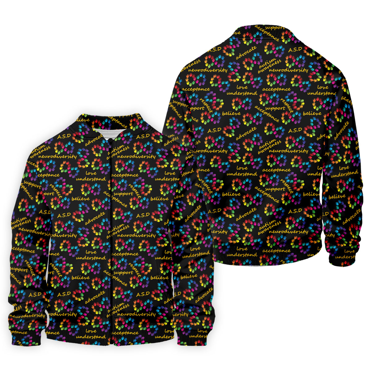 Rainbow Infinity Symbol Autism Awareness Colorful Handprint Golf Shirts For Men, Polo Shirts For Men