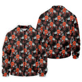 Orange Hibiscus Black Hawaiian Golf Shirt, Summer Vibe Golf Shirts For Men