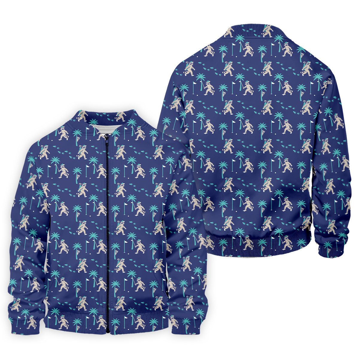 Funny Raccoon Tropical Golf Pattern Polo Shirt, Men's Golf Shirt, Golf Apparel For Men