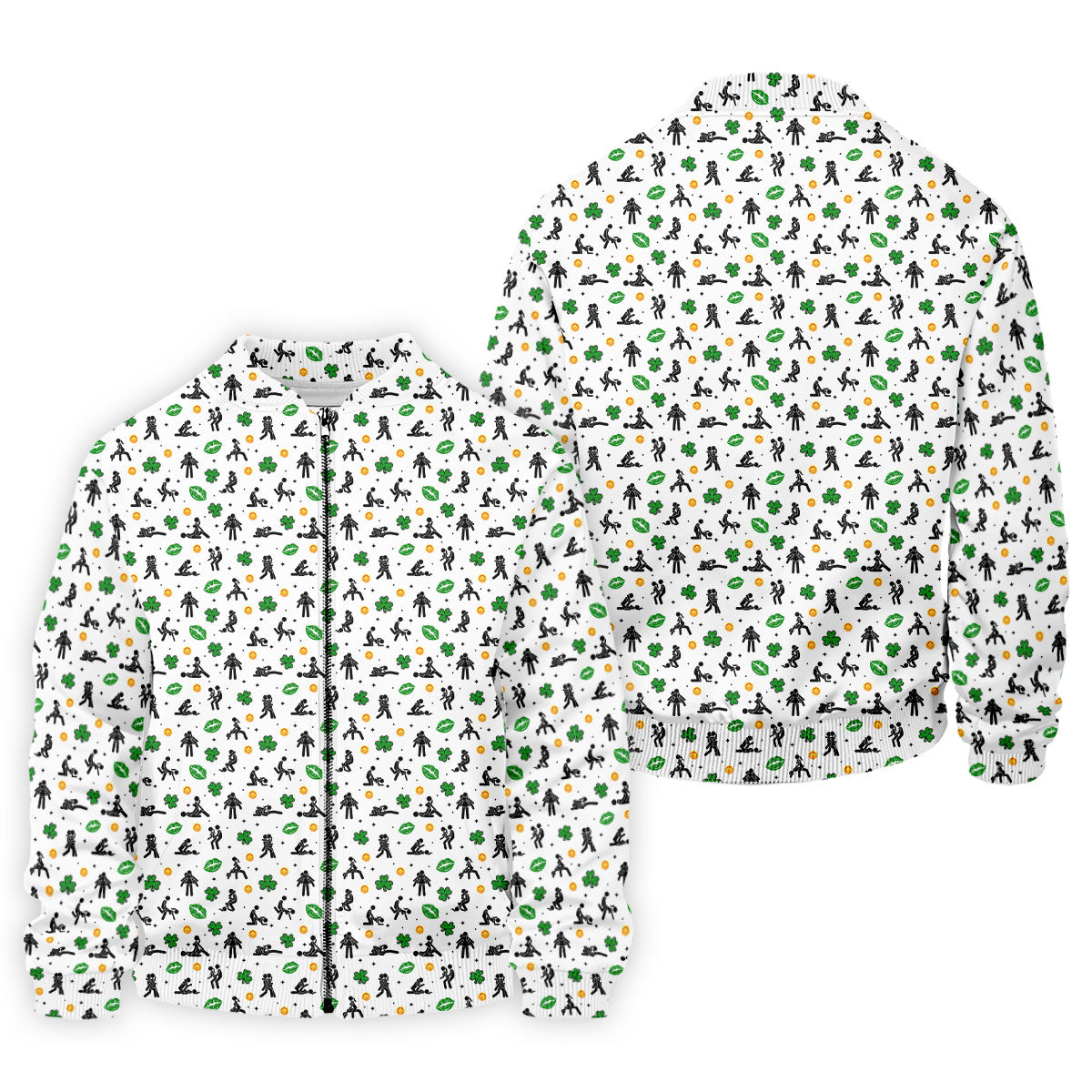 Funny Stick Figure Naughty Position Shamrock St Patrick's Day Golf Shirt, Performance Golf Shirt, Polo Shirts For Men