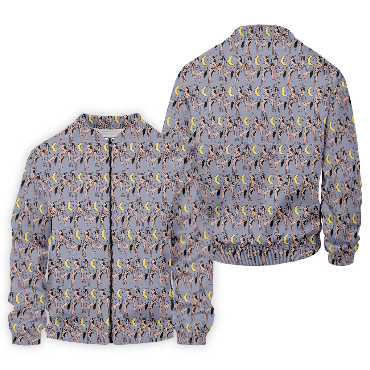 Dancing Figures Moon And Stars Pattern Polo Shirt, Mens Golf Shirts, Golf Apparel For Men
