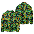 Black Colorful Floral Geometric Pattern Golf Shirt, Men's Golf Shirt, Golf Apparel For Men, Polo Shirts For Men