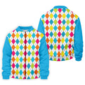 Retro Argyle Diamond Checkered Golf Shirt, Mens Golf Polo, Printed Golf Shirts