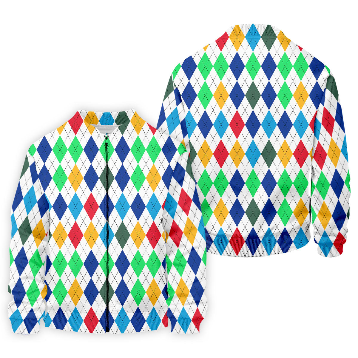 Colorful Argyle Golf Shirt, Classic Diamond Pattern Polo, Polo Shirts For Men