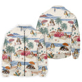 Summer Basset Hound Paradise Hawaiian Golf Polo, Golf Tops For Men, Golfing Apparel