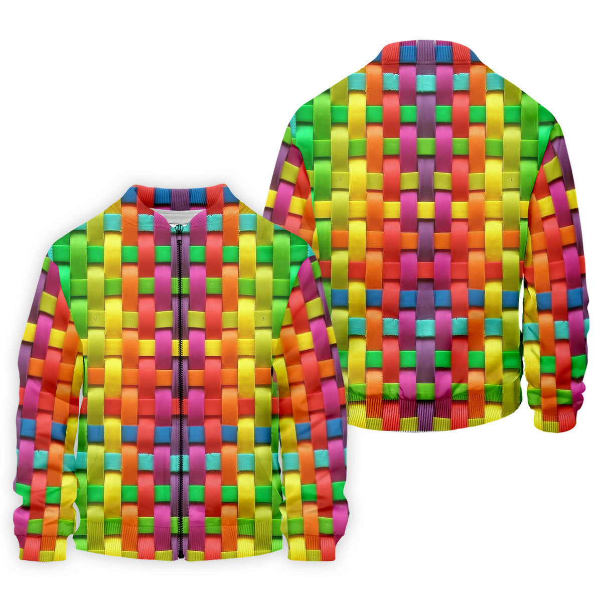 Colorful Interlaced Ribbon Pattern Hawaiian Golf Polo, Golf Tops For Men, Golfing Apparel