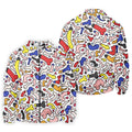 Funny Colorful Adult Doodle Pattern Polo Shirt, Mens Golf Polo, Golf Shirts For Men
