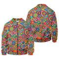 Colorful Abstract Circle Pattern Polo Shirt, Printed Golf Shirts, Hawaiian Golf Shirt, Mens Polo Shirts