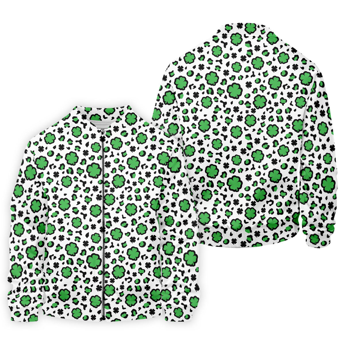 Lucky Four Leaf Clover Leopard Pattern St Patrick's Day Golf Shirt, Polo Shirts For Men, Golf Shirts For Men