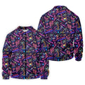 Tropical Theme Neon Pattern Black Golf Shirt, Men's Funny Golf Shirts, Polo Shirts For Men