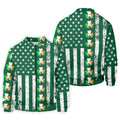 Irish Shamrock Vertical Stripes St Patrick's Day Golf Shirt, Polo Shirts For Men, Golf Shirts For Men