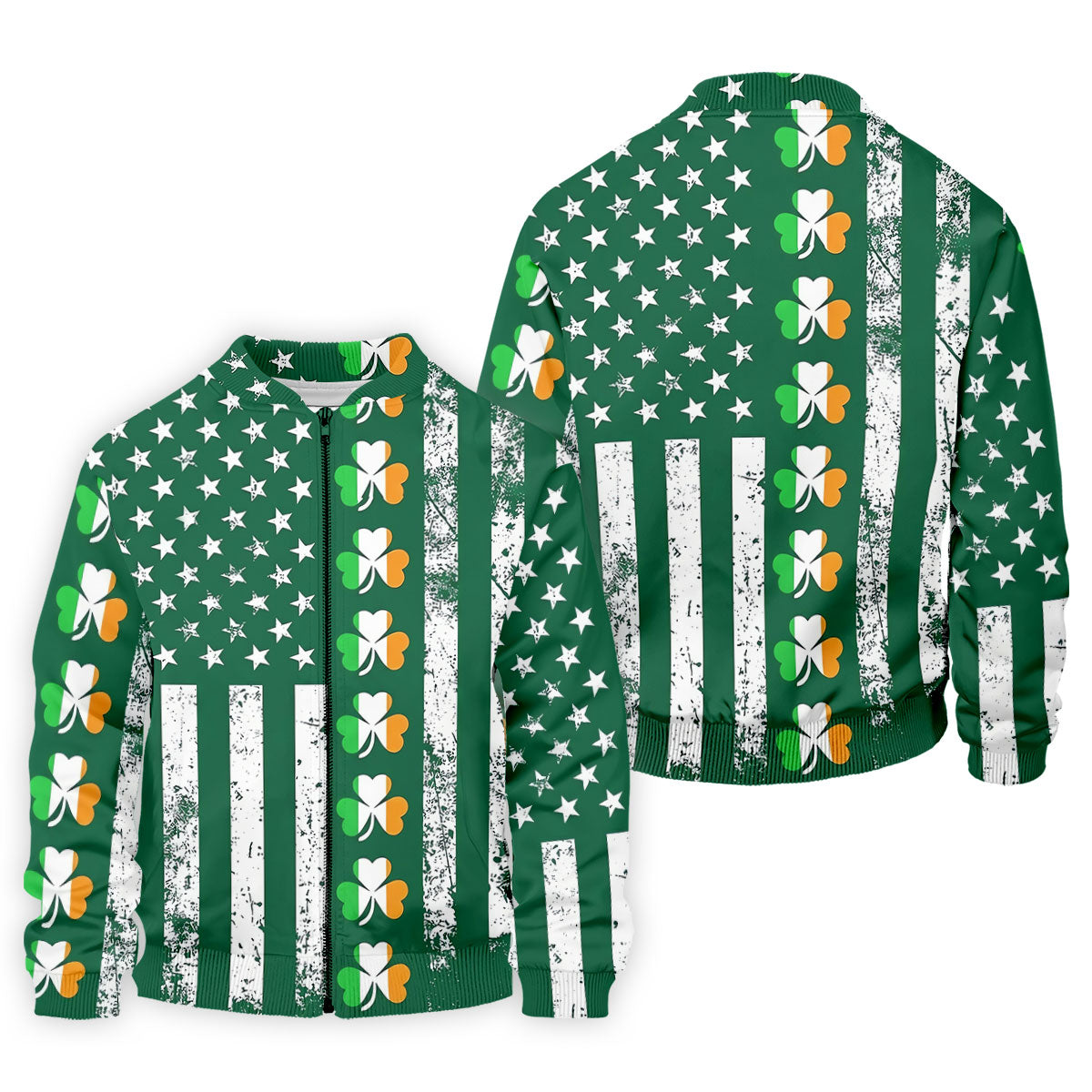 Irish Shamrock Vertical Stripes St Patrick's Day Golf Shirt, Polo Shirts For Men, Golf Shirts For Men