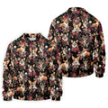 Cute Corgi Floral Hawaiian Pattern Polo Shirt, Mens Golf Polo, Funny Golf Shirt