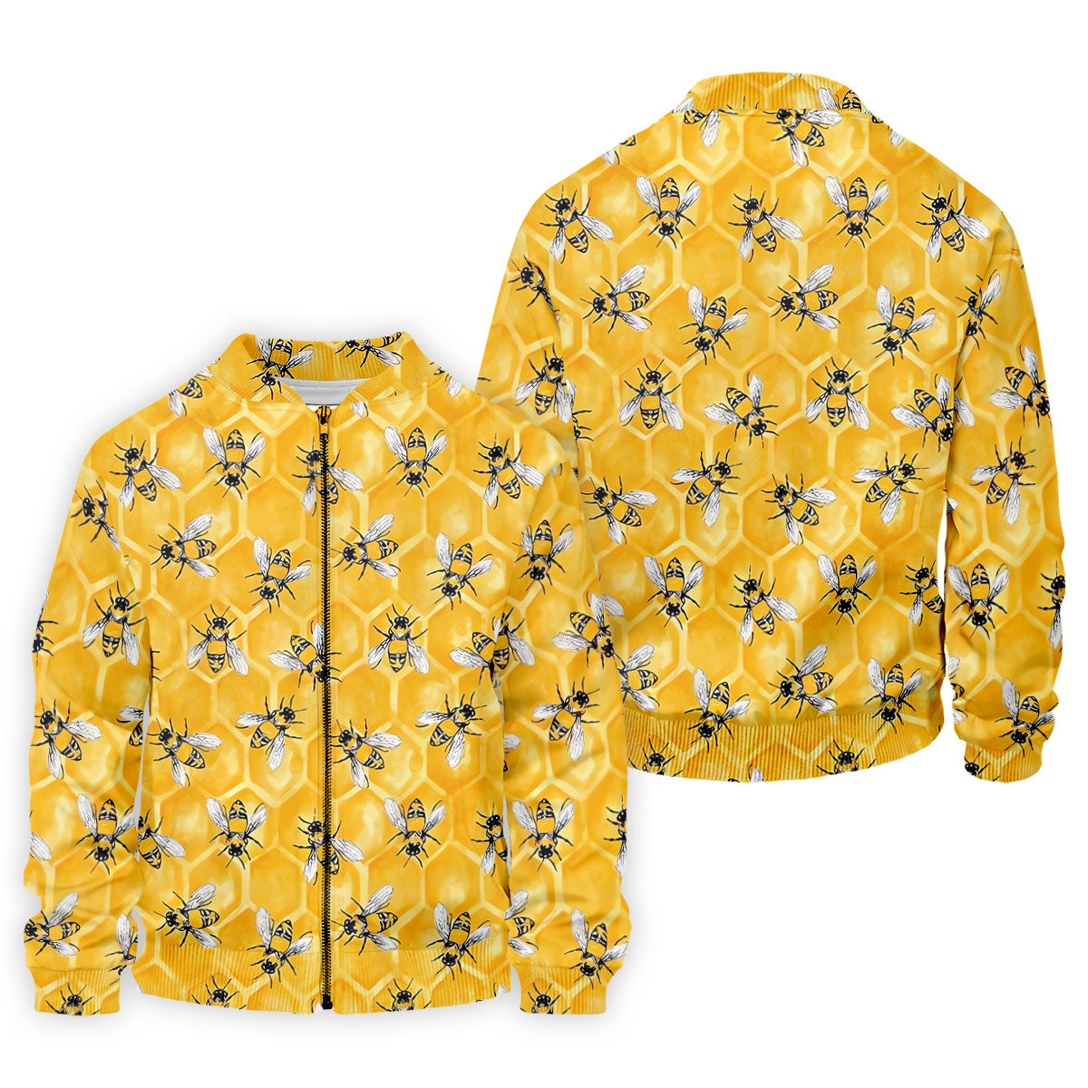 Realistic Flying Bees on Golden Honeycomb Hawaiian Golf Polo, Golf Tops For Men, Golfing Apparel