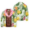 Tan Skin Tropical Muscle Chest Hawaiian Golf Polo Shirt, Golf Apparel For Men, Printed Golf Shirts