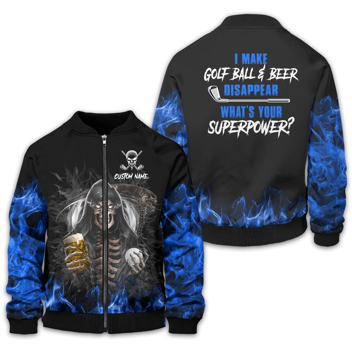 I Make Golf Ball And Beer Disappear Custom Golf Polo Shirt, Skull Golf Shirt, Gift For Golfers