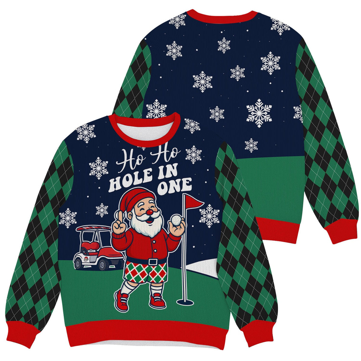 Ho Ho Hole In One Funny Santa Christmas Ugly Sweater, Golf Ugly Christmas Sweater, Christmas Golf Shirt