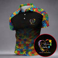 In A World Where You Can Be Anything Be Kind Autism Awareness Puzzle Pattern Black Fade Men's Golf Shirt