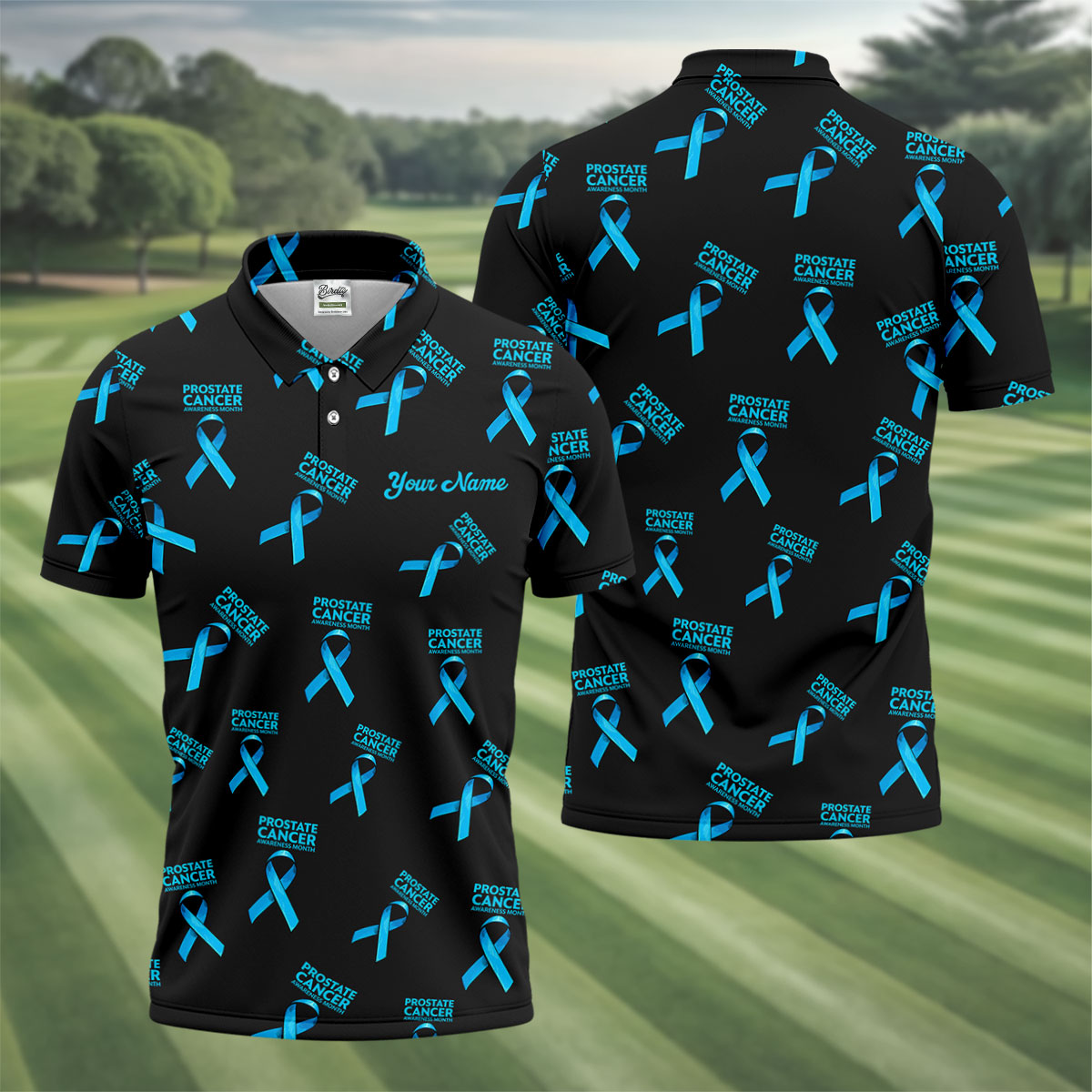 Prostate Cancer Awareness Blue Ribbon Golf Tops For Men, Unique Gift For Golfer, Golfing Apparel