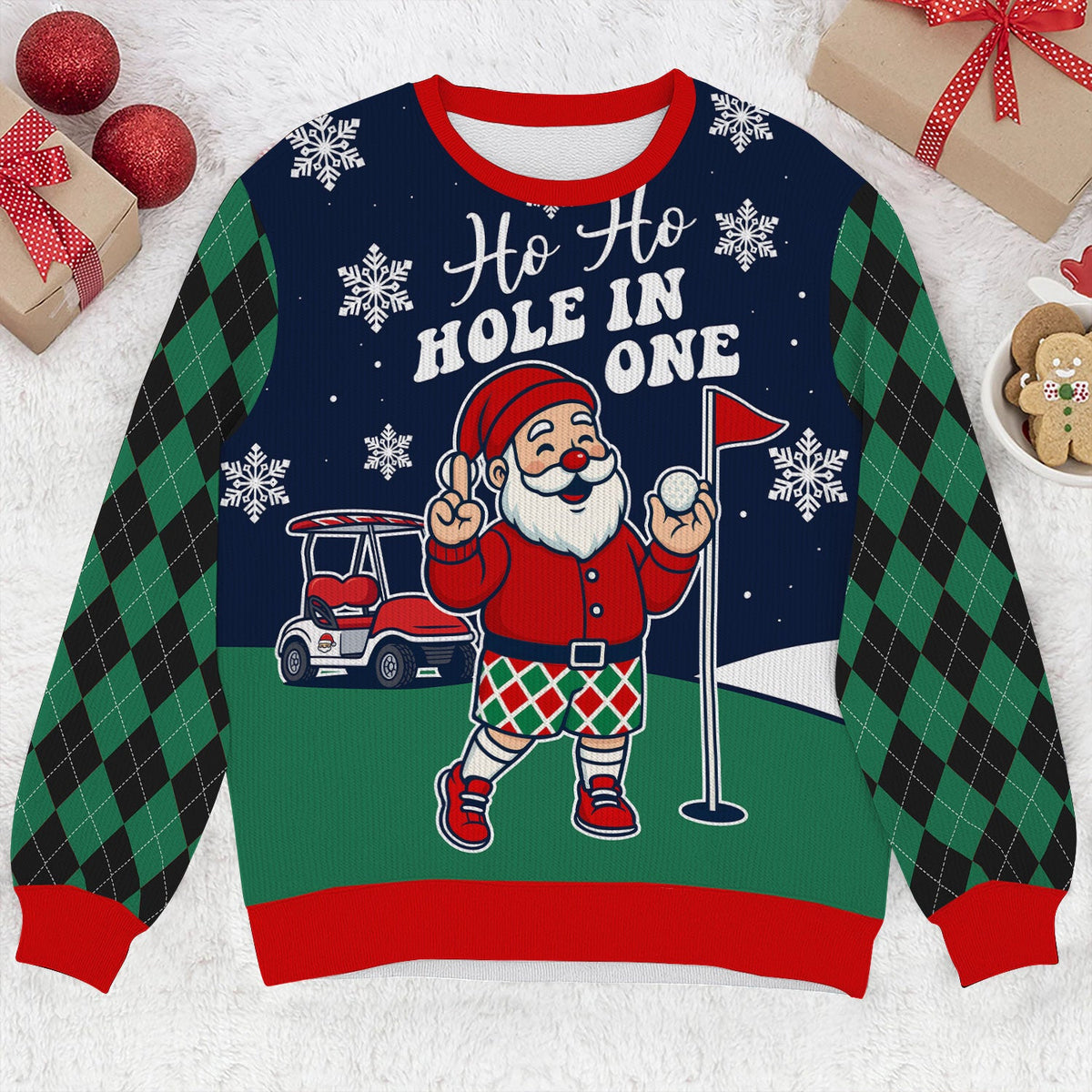 Ho Ho Hole In One Funny Santa Christmas Ugly Sweater, Golf Ugly Christmas Sweater, Christmas Golf Shirt