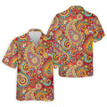 Red Paisley Seamless Pattern Golf Tops For Men, Hawaiian Golf Shirts, Long Sleeve Polo