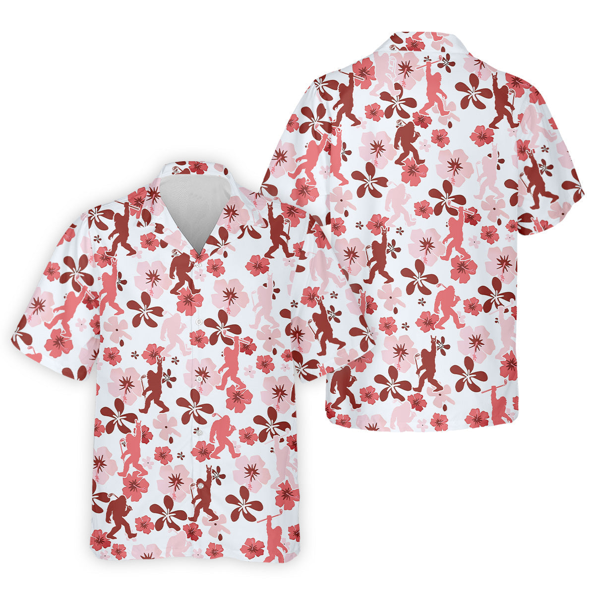 Sasquatch Golf Shirt, Mens Floral Shirt, Hawaiian Golf Shirts, Long Sleeve Polo