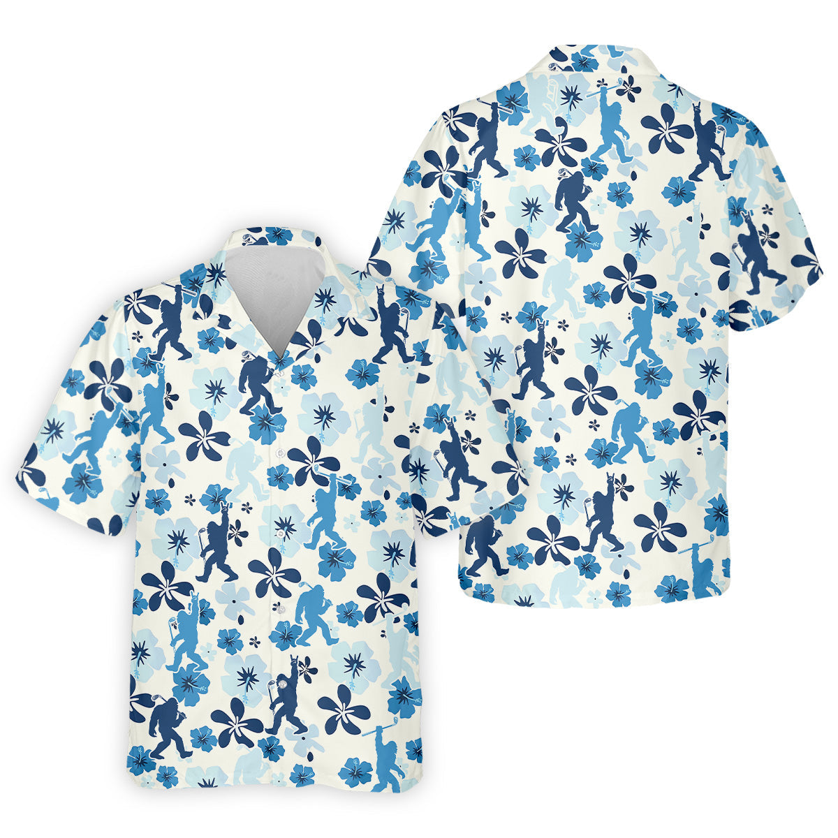 Bigfoot Golf Shirt, Mens Floral Shirt, Hawaiian Golf Shirts, Long Sleeve Polo
