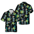 Tropical Floral Pattern Disc Golf Shirt, Black Golf Shirt, Polo Shirts For Men, Golf Gift For Men