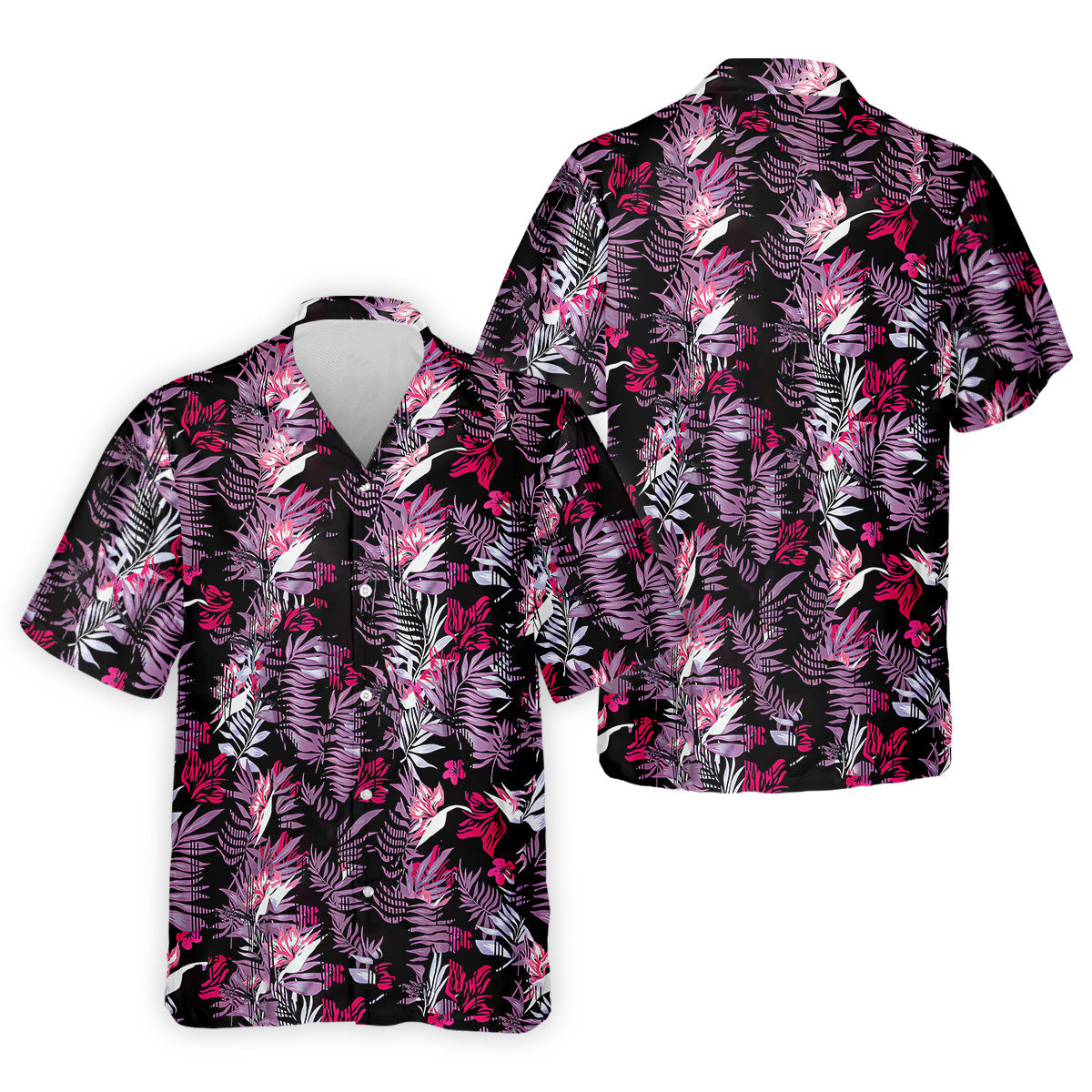 Purple And Black Tropical Golf Shirts, Golf Tops For Men, Polo Shirts For Men, Golfing Apparel