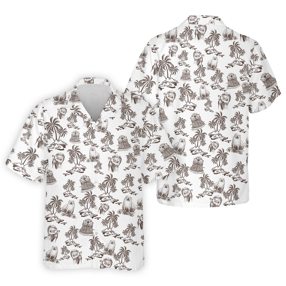 Adorable Sea Otter Tropical Golf Shirts, Cute Golf Outfit, Polo Shirts For Men, Golf Gift For Men