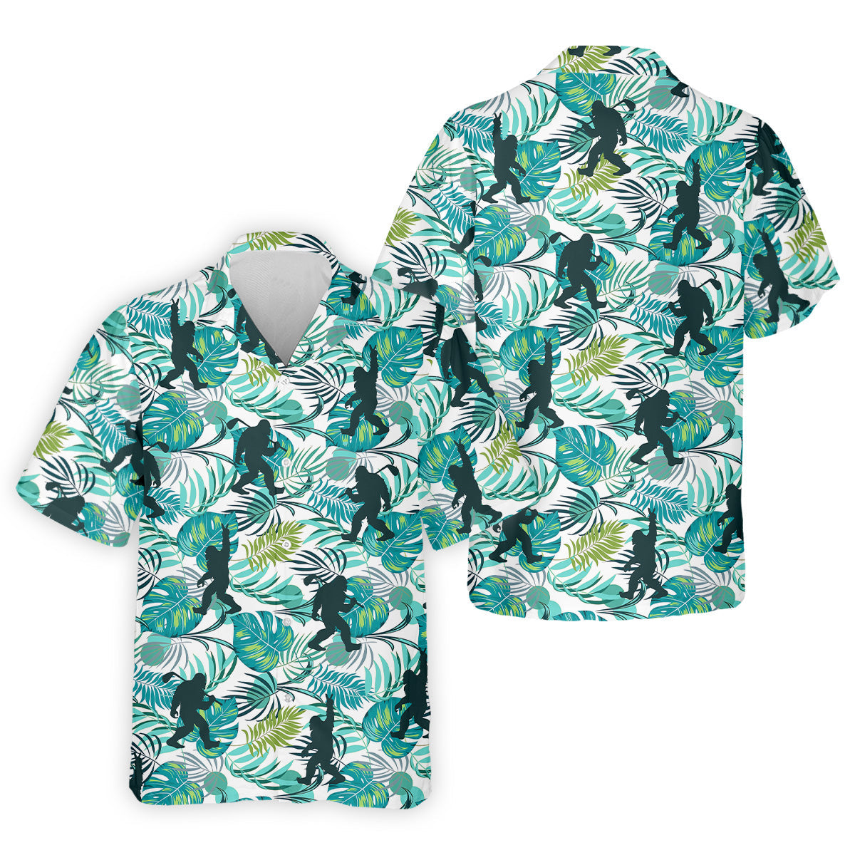 Tropical Green Bigfoot Golf Shirt, Golf Tops For Men, Custom Golf Polos, Golf Gift For Men