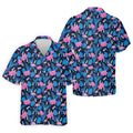 Flamingo Pink Pink And Blue Tropical Golf Shirts, Polo Shirts For Men, Golf Gift For Men, Golfing Apparel
