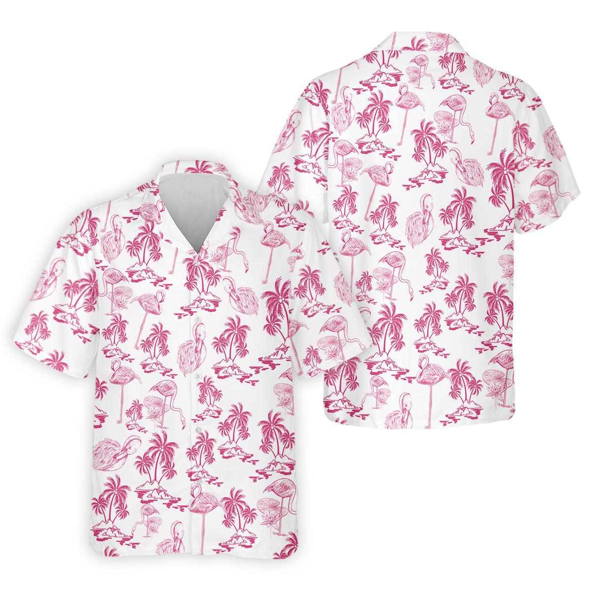 White And Pink Flamingo Tropical Men Polo, Polo Shirts For Men, Golf Gift For Men, Golfing Apparel