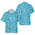 Blue Paisley Seamless Pattern Golf Tops For Men, Hawaiian Golf Shirts, Polo For Men