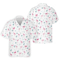 Flamingo Tropical White Polo Shirt Mens, Summer Polo Shirts, Unique Gift For Golfer