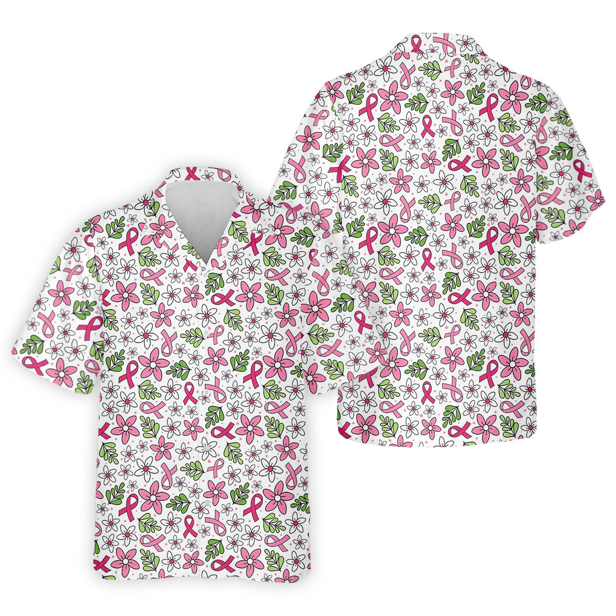 Breast Cancer Awareness Ribbon Flower Men Shirt, Cancer Awareness Shirt, Polo Shirts For Men