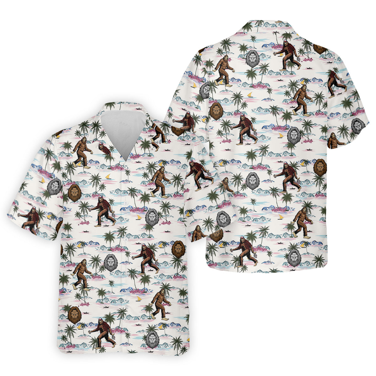 Funny Sasquatch Tropical Golf Shirts, Men's Funny Golf Shirts, Golfing Apparel, Polo For Men