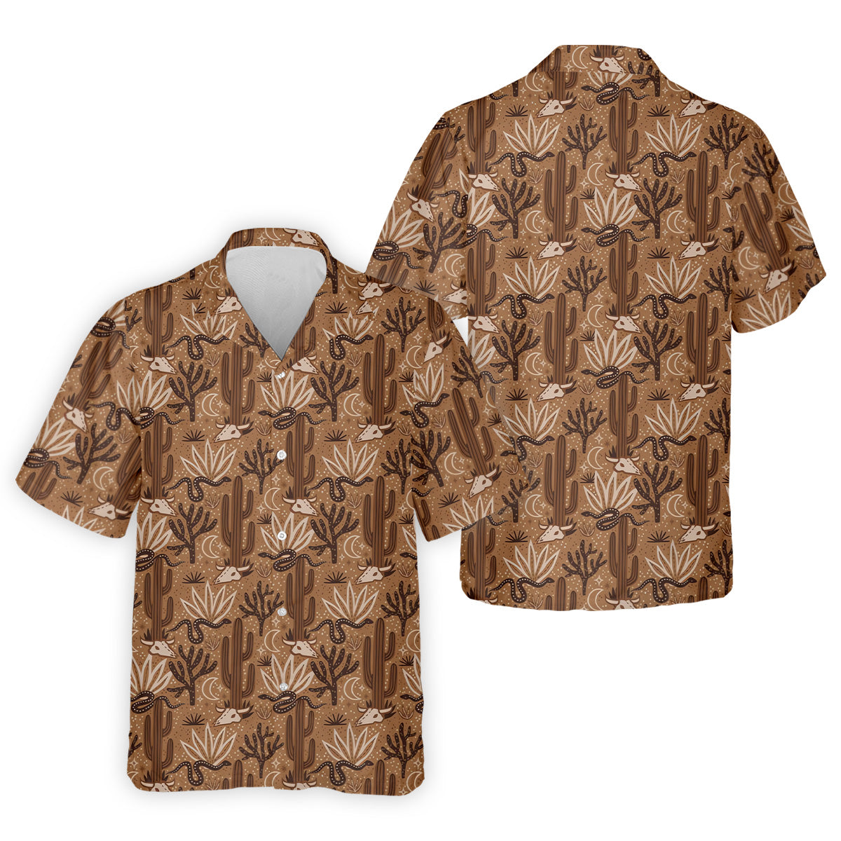 Snake Cactus Seamless Pattern Golf Tops For Men, Hawaiian Golf Shirts, Long Sleeve Polo