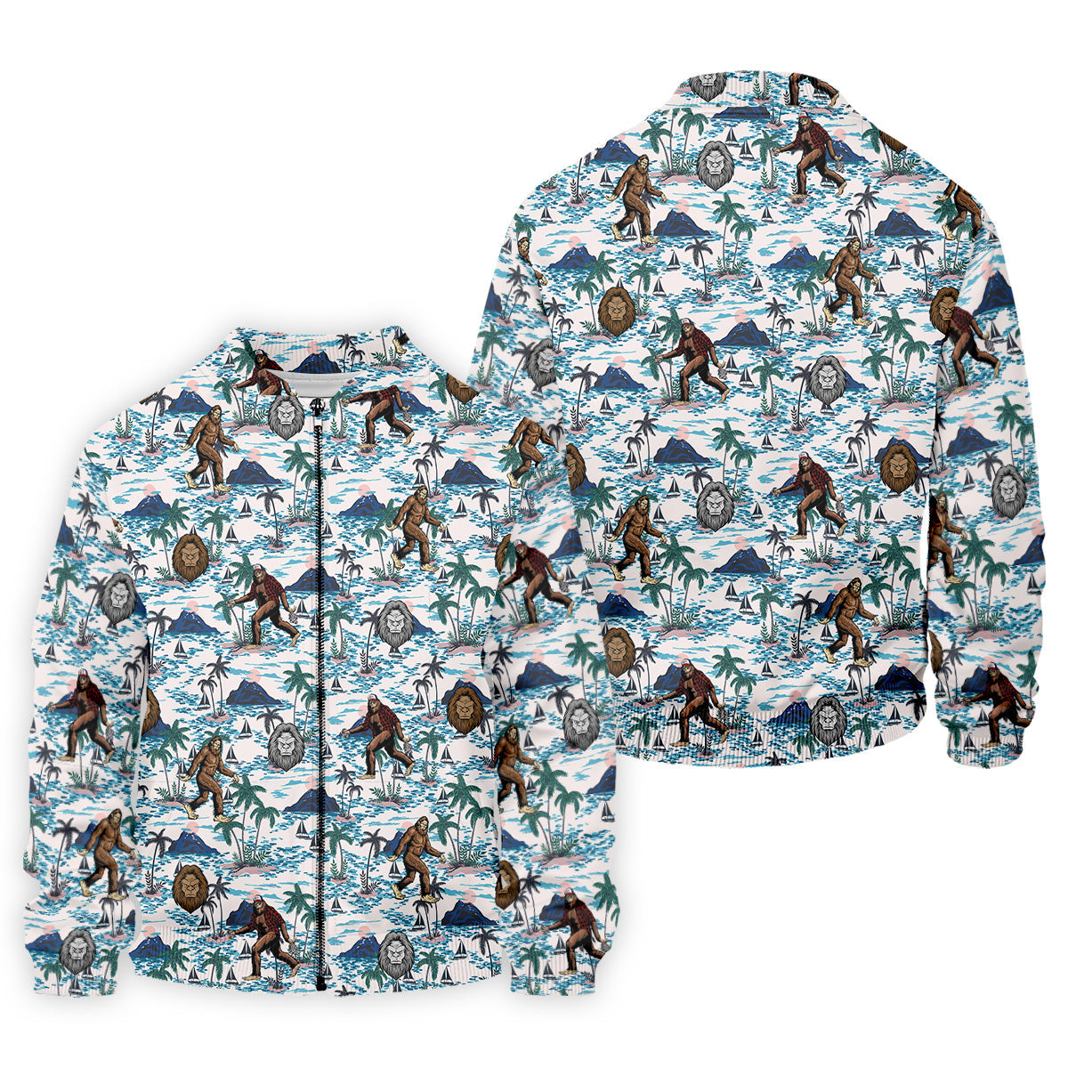 Funny Bigfoot Tropical Golf Shirts, Men's Funny Golf Shirts, Golfing Apparel, Polo For Men
