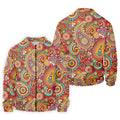 Red Paisley Seamless Pattern Golf Tops For Men, Hawaiian Golf Shirts, Long Sleeve Polo