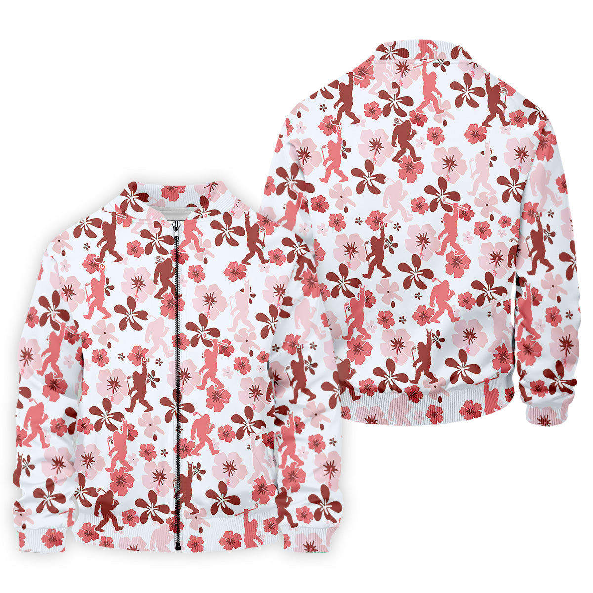 Sasquatch Golf Shirt, Mens Floral Shirt, Hawaiian Golf Shirts, Long Sleeve Polo