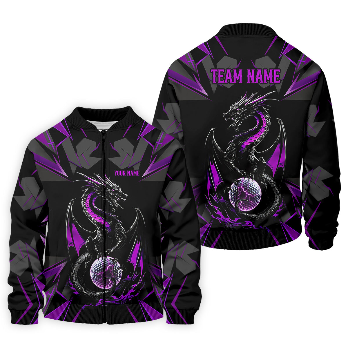 Black And Purple Dragon Golf Team Shirt, Mens Golf Polo Shirts, Cool Golf Gift, Golfing Apparel