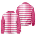 White And Pink Argyle Pattern Men Polo, Polo Shirts For Men, Golf Gift For Men, Golfing Apparel