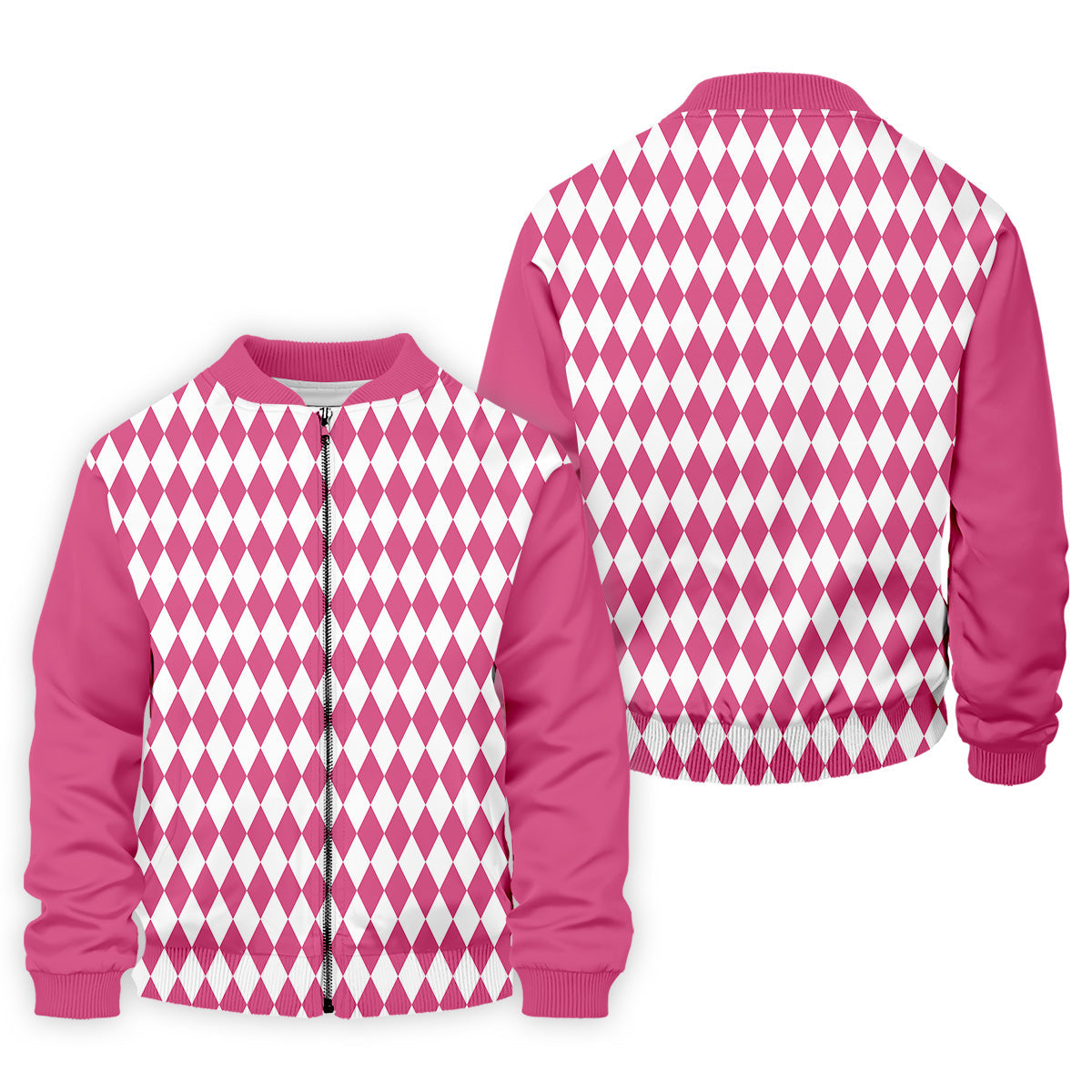 White And Pink Argyle Pattern Men Polo, Polo Shirts For Men, Golf Gift For Men, Golfing Apparel