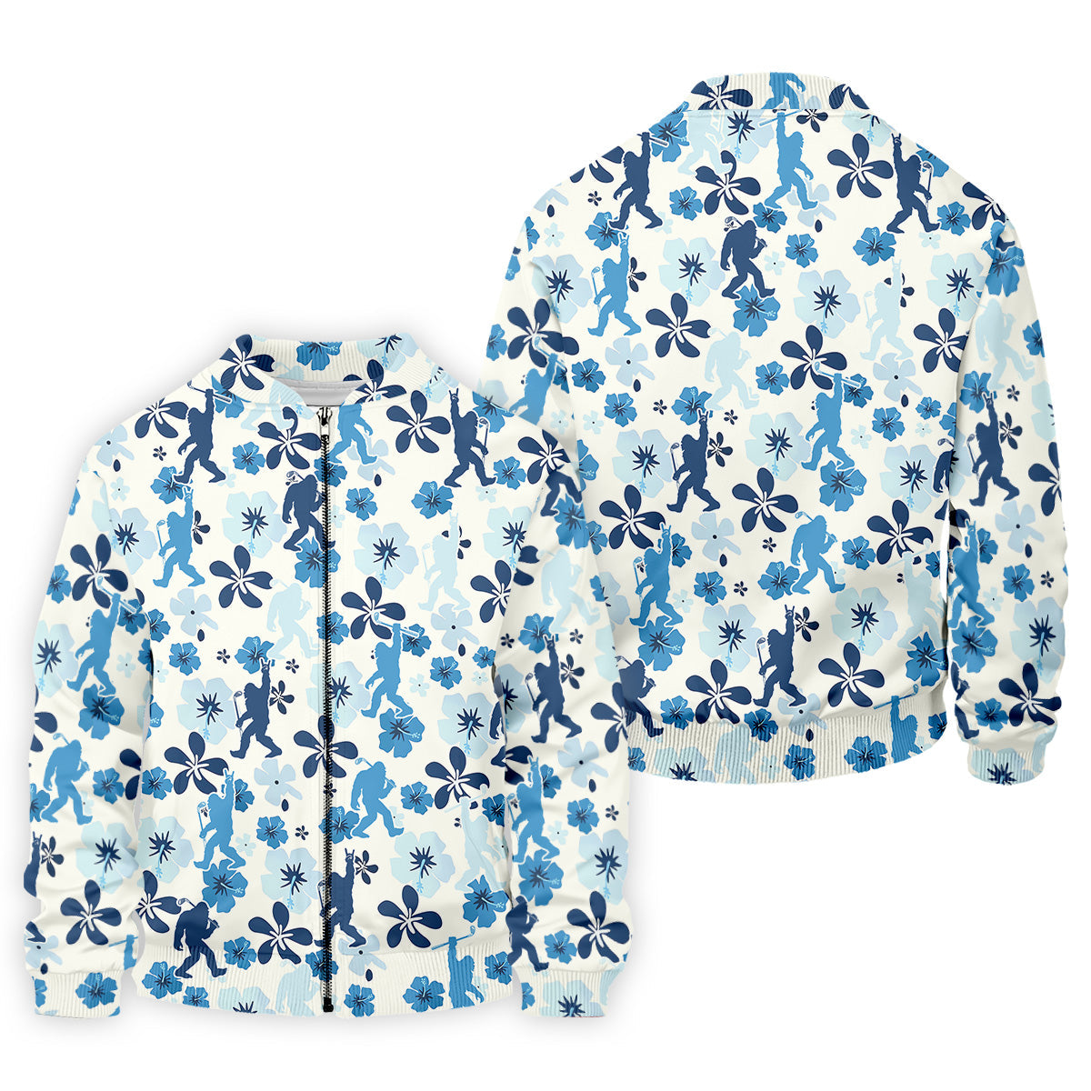 Bigfoot Golf Shirt, Mens Floral Shirt, Hawaiian Golf Shirts, Long Sleeve Polo