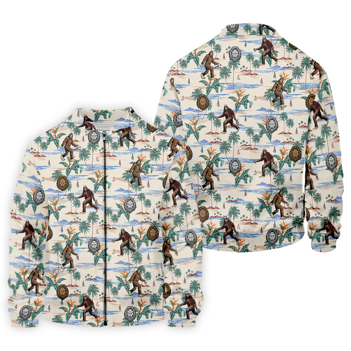 Funny Sasquatch Tropical Golf Shirts, Fun Men's Golf Polos, Hawaiian Golf Shirts, Golfing Apparel
