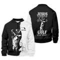 Jesus Is My Savior Golf Is My Therapy Christian Golf Shirt, Black And White Golf Polo, Polo Shirts For Men