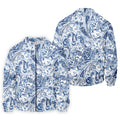 Blue Paisley Seamless Pattern Golf Tops For Men, Hawaiian Golf Shirts, Long Sleeve Polo